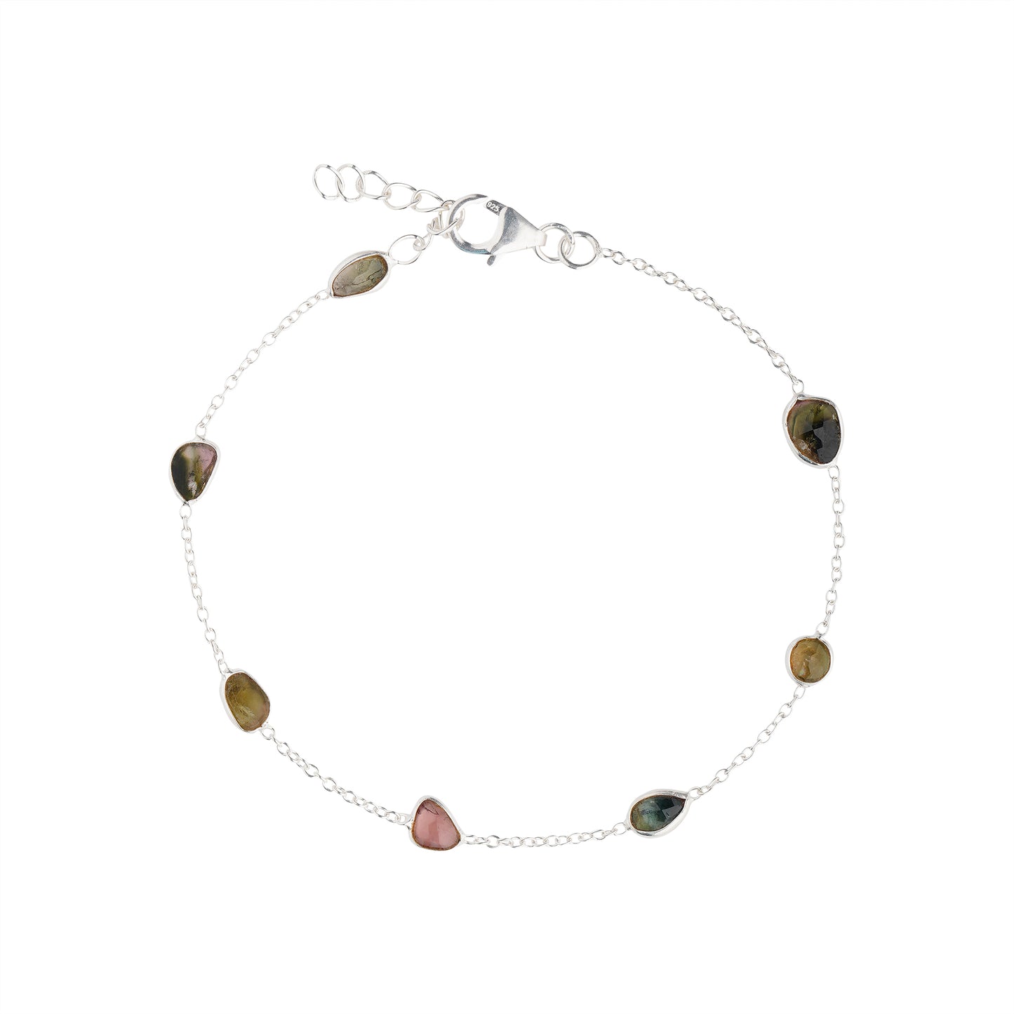 925 Sterling Silver Bracelet - Multi Tourmaline Stone (Luxury Edition)