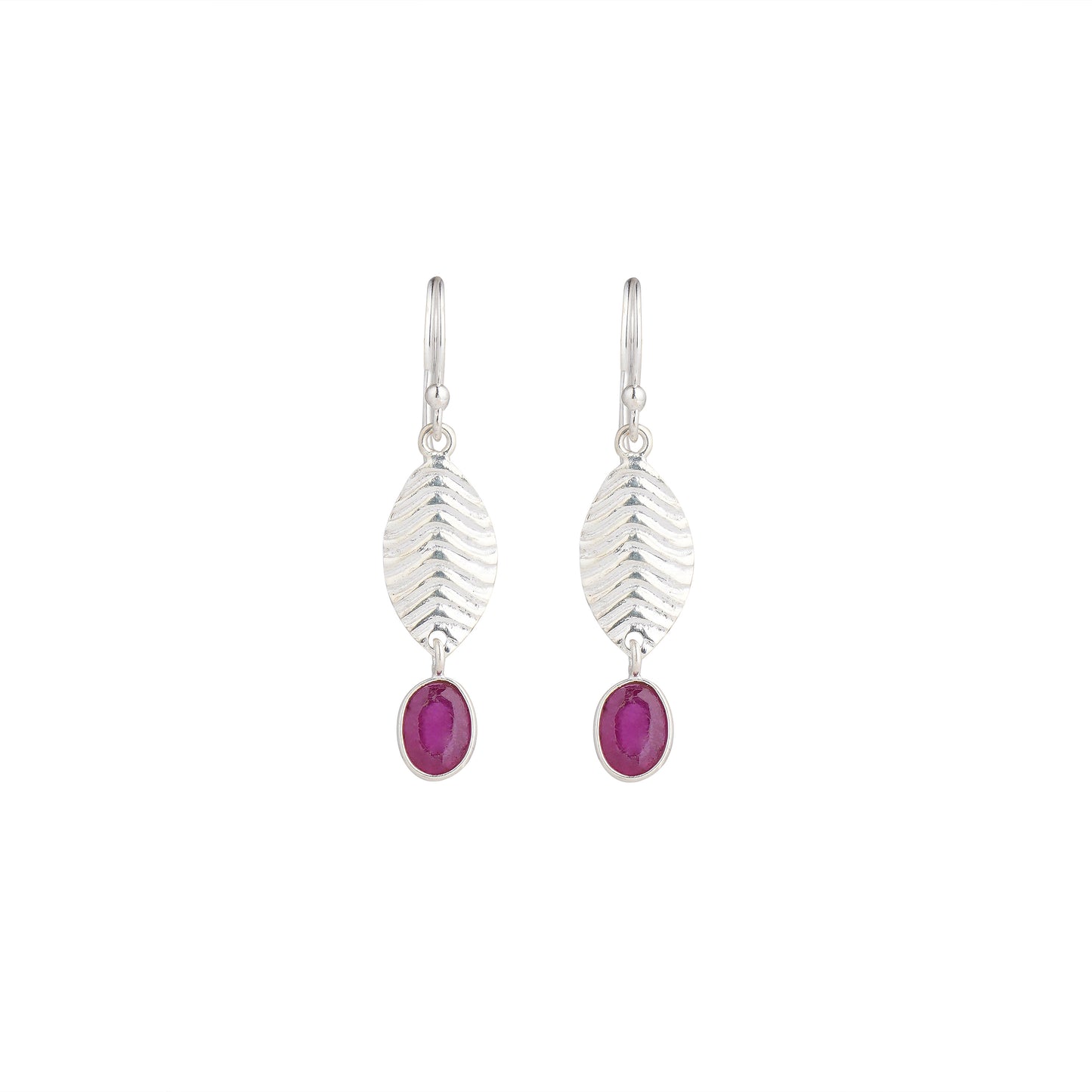 925 Sterling Silver Earrings - Amethyst Ruby stone