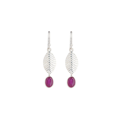 925 Sterling Silver Earrings - Amethyst Ruby stone