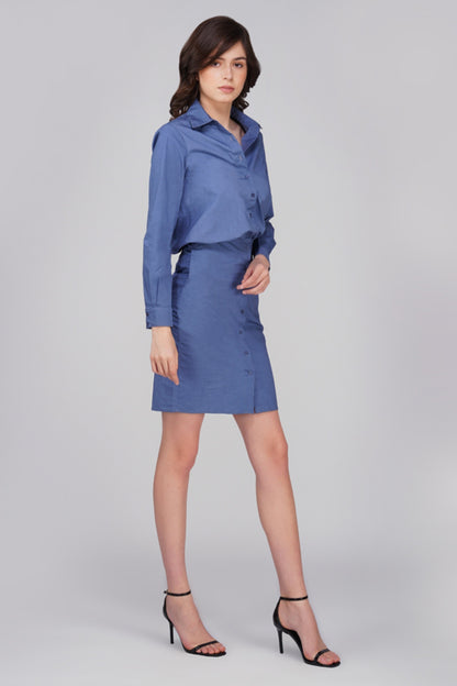 Rubi Blue Cotton Shirt Dress