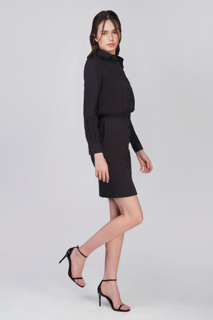 Rubi Black Cotton Shirt Dress