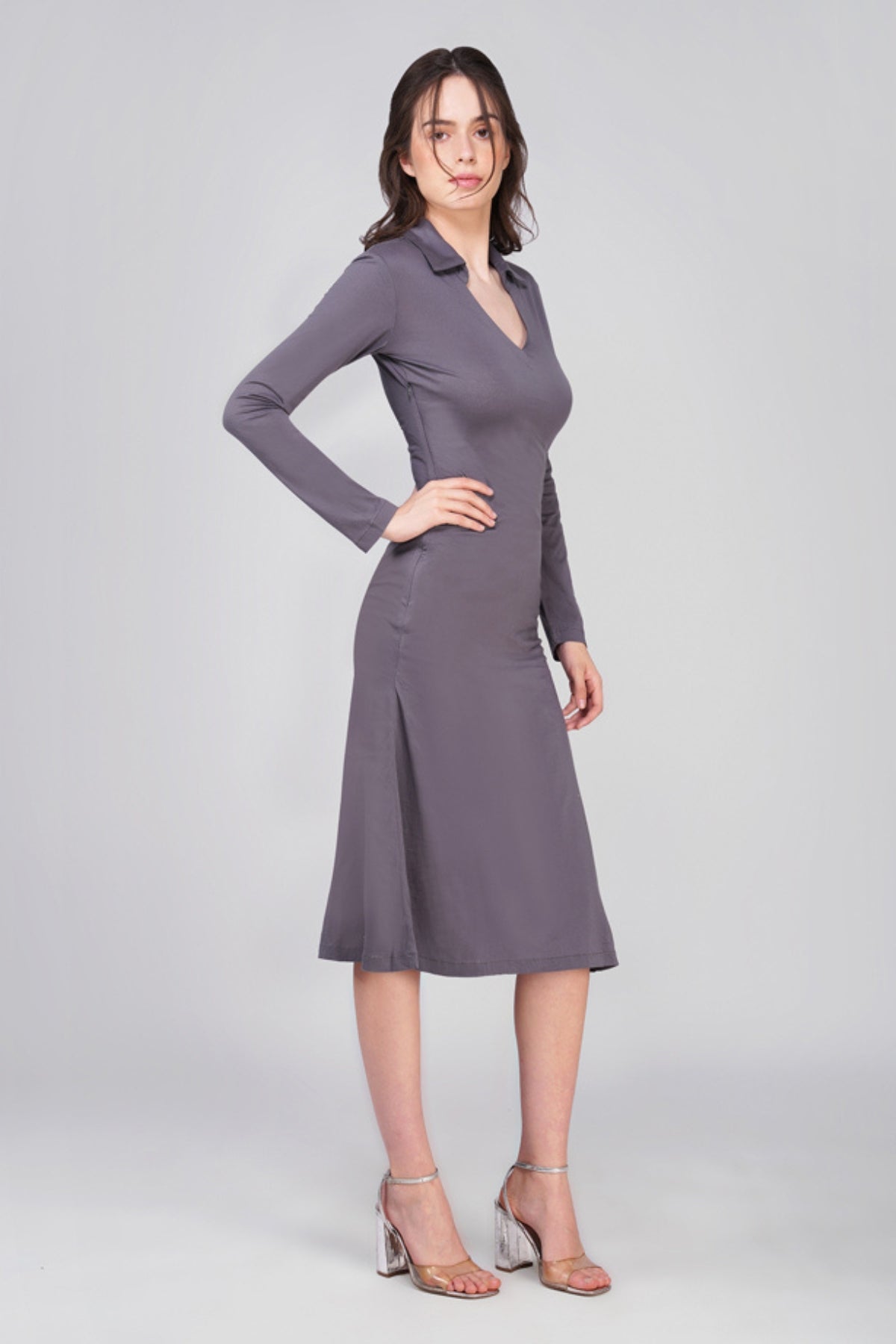 Sofia Grey Cotton Dress