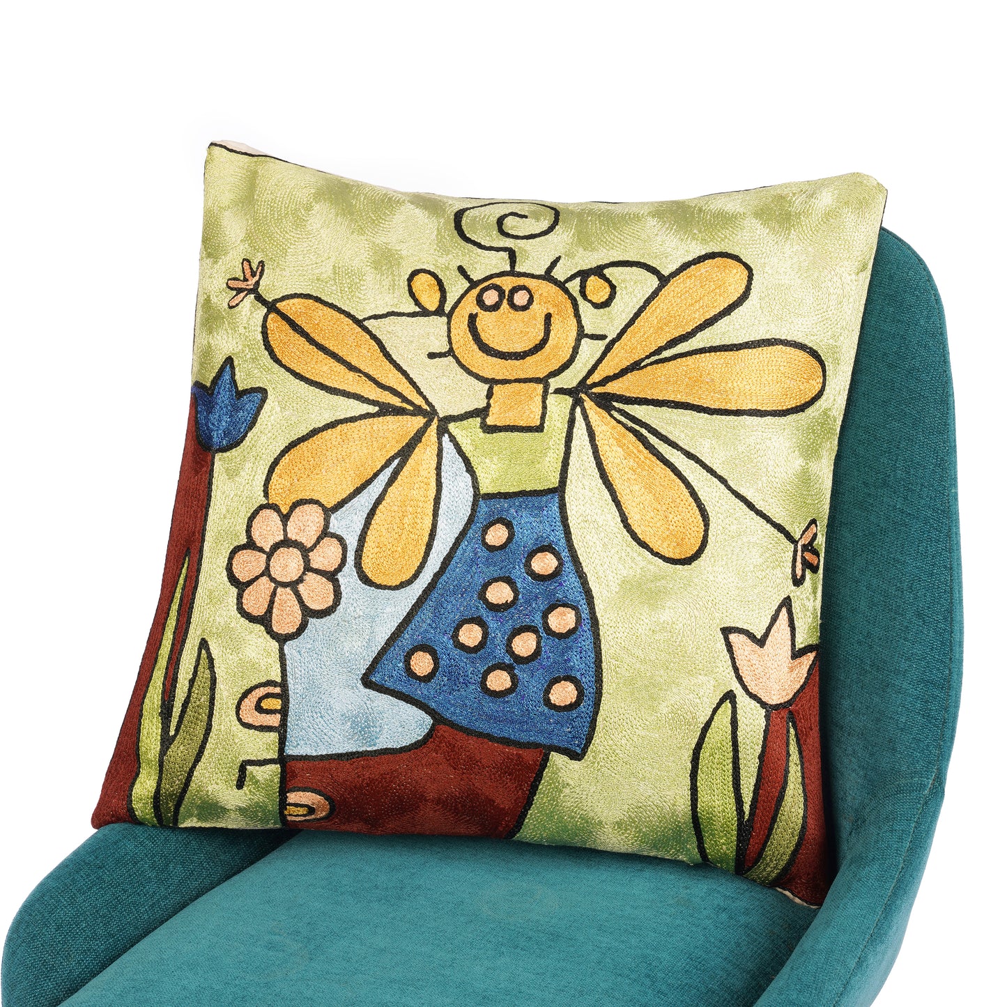 Honeyveil Floral Cartoon Cushion Cover