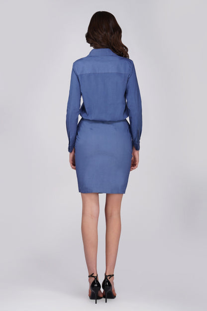 Rubi Blue Cotton Shirt Dress