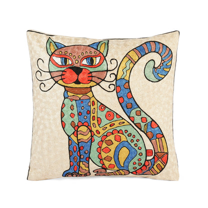 Chatte Folk Art Cat Cushion Cover