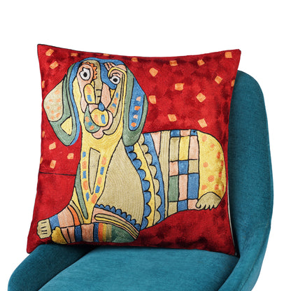 Jolly Tail Dog Art Cushion Cover