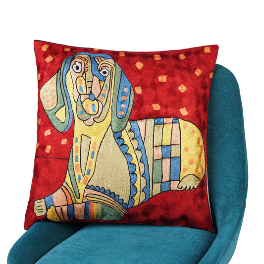 Jolly Tail Dog Art Cushion Cover