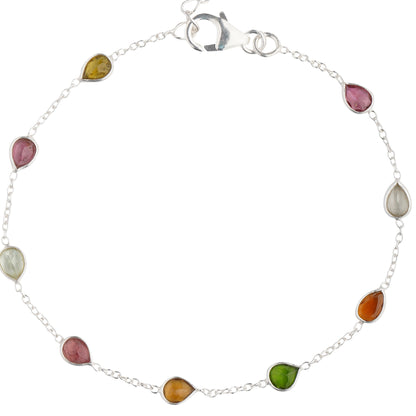 925 Sterling Silver Bracelet - Multi Tourmaline