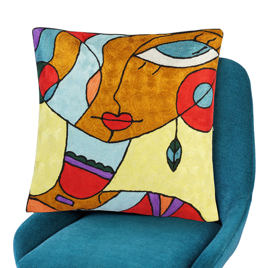 Hikari Lime Abstract Art Cushion Cover