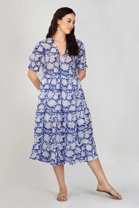 Livia wrap midi cotton dress – front full view