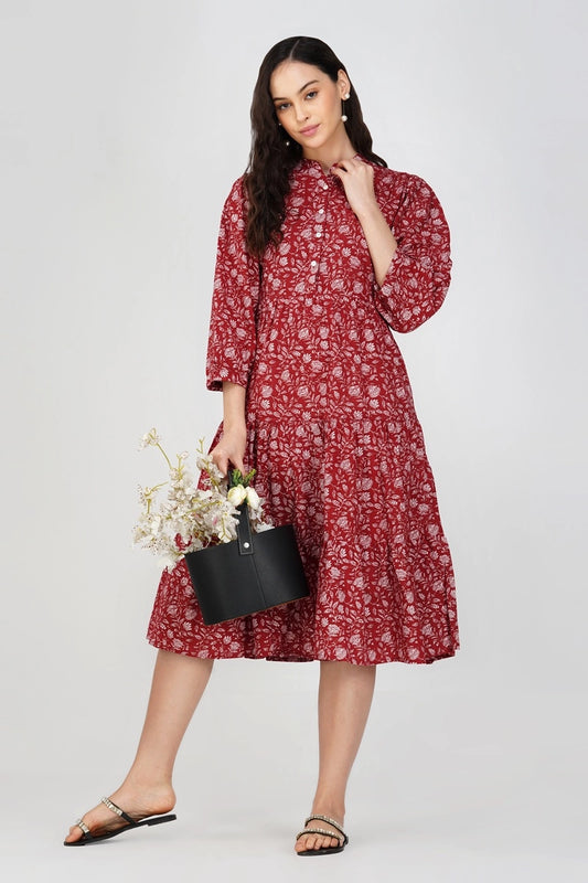 Aurora floral midi dress – cotton front view