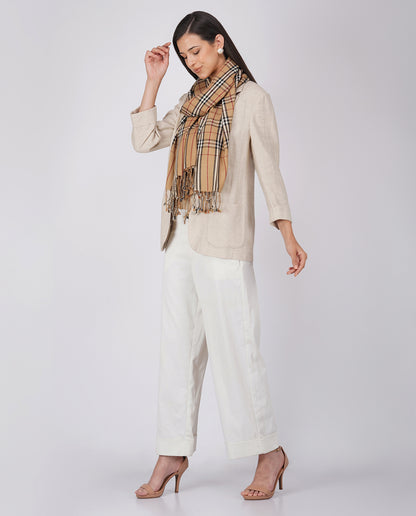 Casually Professional Checks Wool Wrap - Brown and Pink