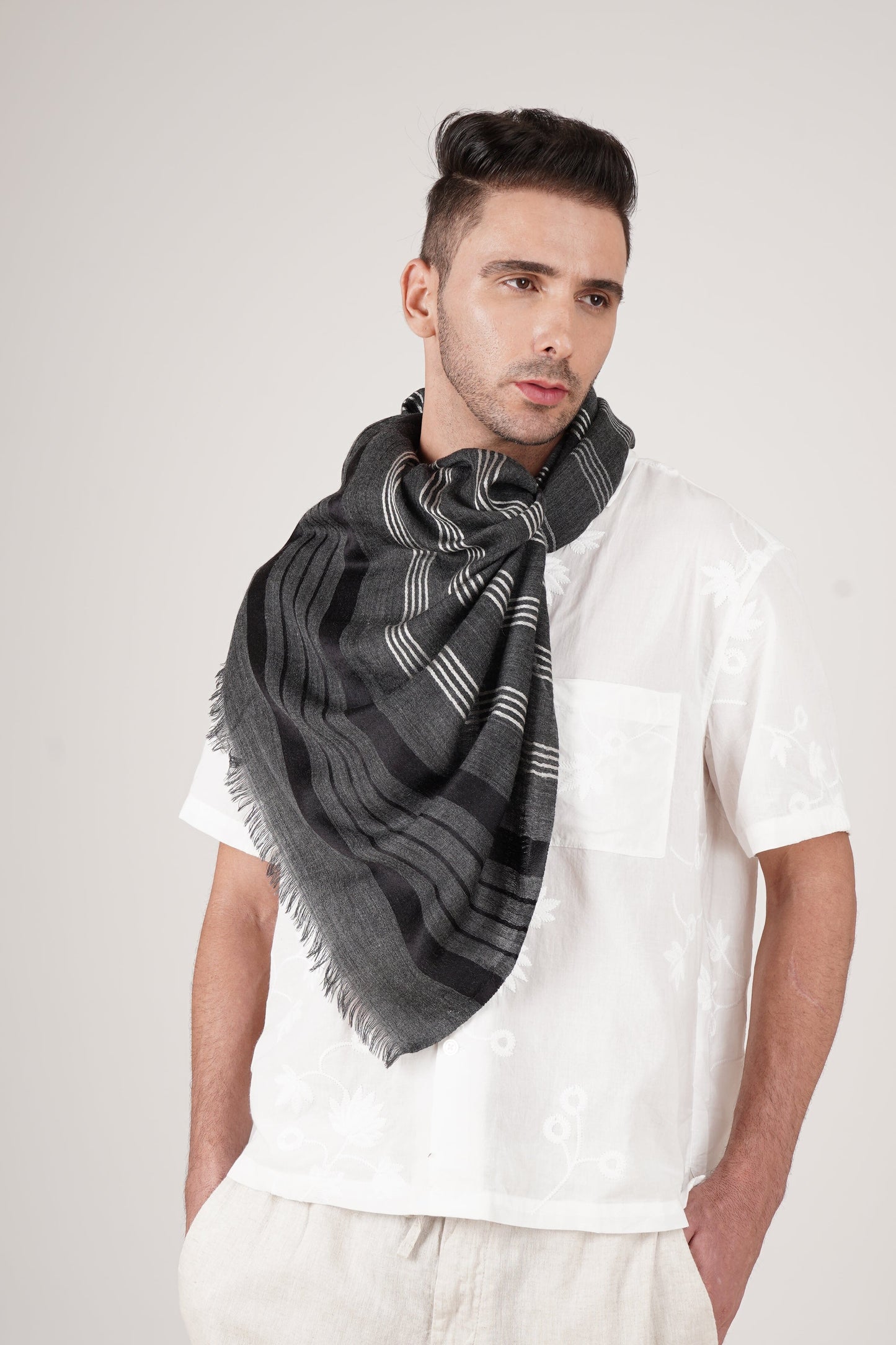 Checks and Stripes Wool Wrap - Unisex Wrap