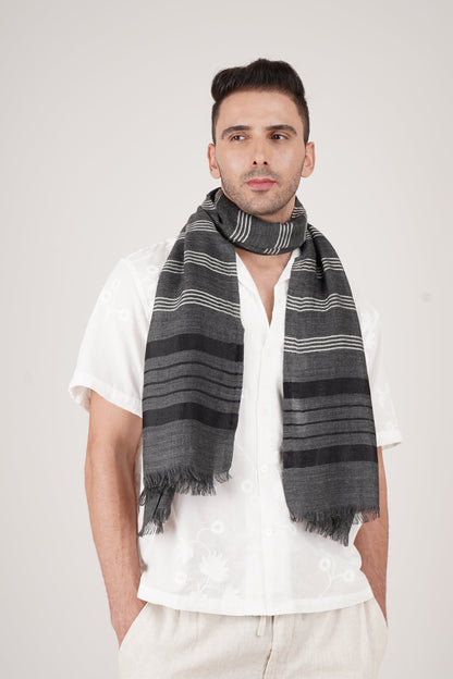 Checks and Stripes Wool Wrap - Unisex Wrap