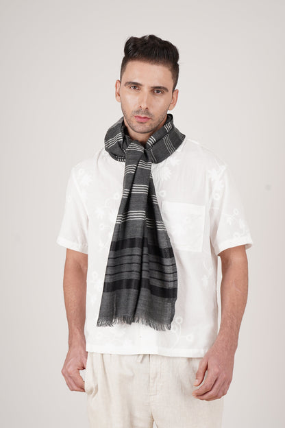 Checks and Stripes Wool Wrap - Unisex Wrap