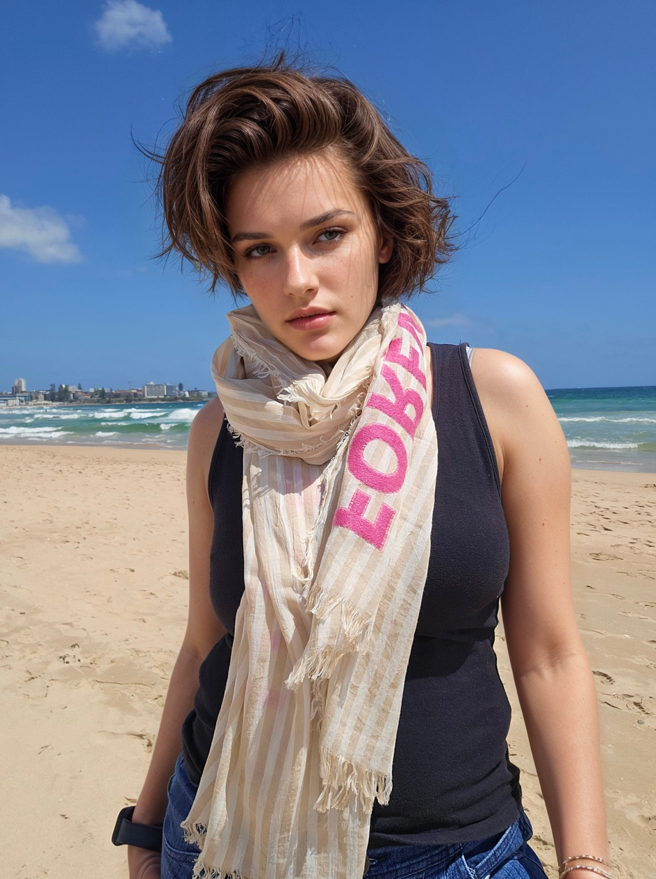 Cotton Scarf with Stripes