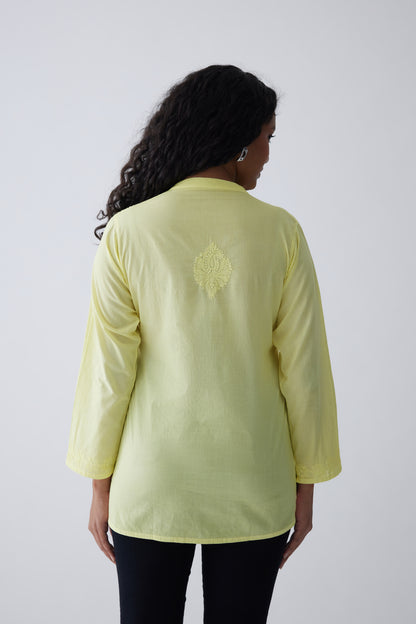Sia Cotton Full Sleeves Top - Yellow