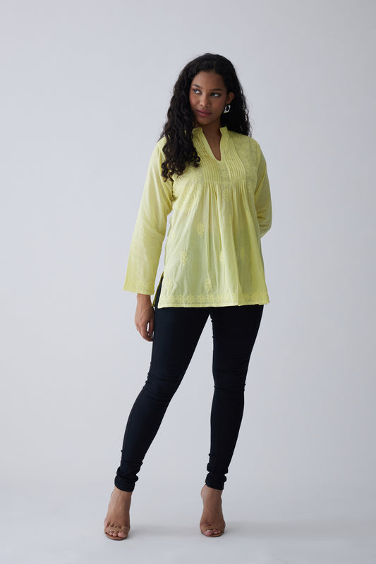 Sia Cotton Full Sleeves Top - Yellow