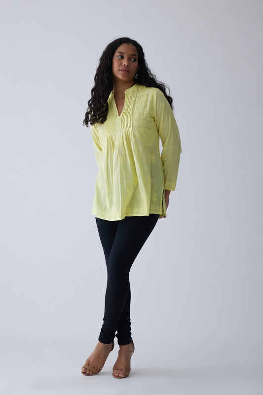 Sia Cotton Full Sleeves Top - Yellow
