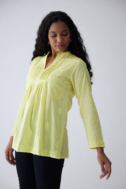 Sia Cotton Full Sleeves Top - Yellow