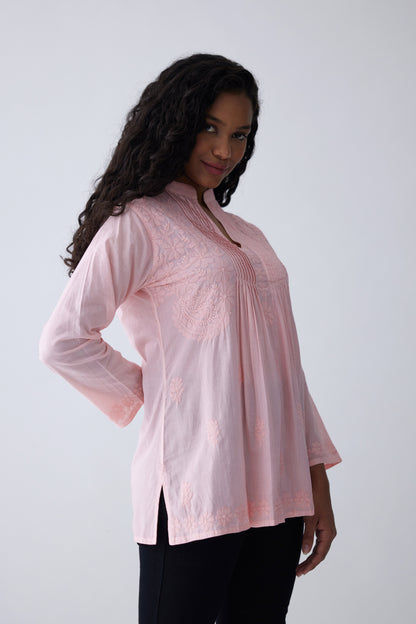 Sia Cotton Full Sleeves Top - Pink