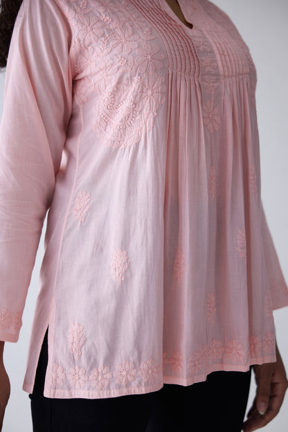 Sia Cotton Full Sleeves Top - Pink