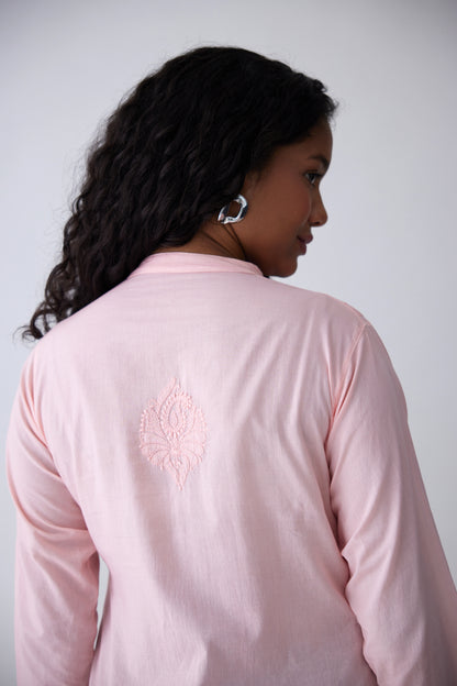 Sia Cotton Full Sleeves Top - Pink