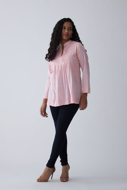 Sia Cotton Full Sleeves Top - Pink