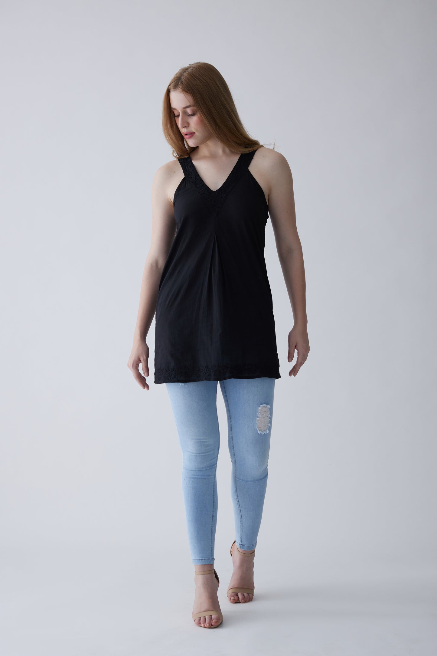 Bella Cotton Sleeveless Top - Black