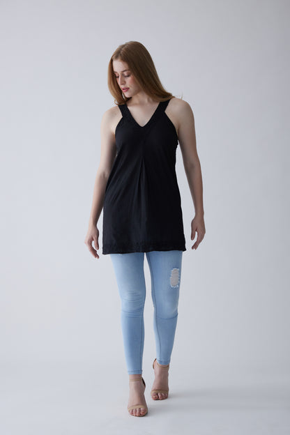 Bella Cotton Sleeveless Top - Black