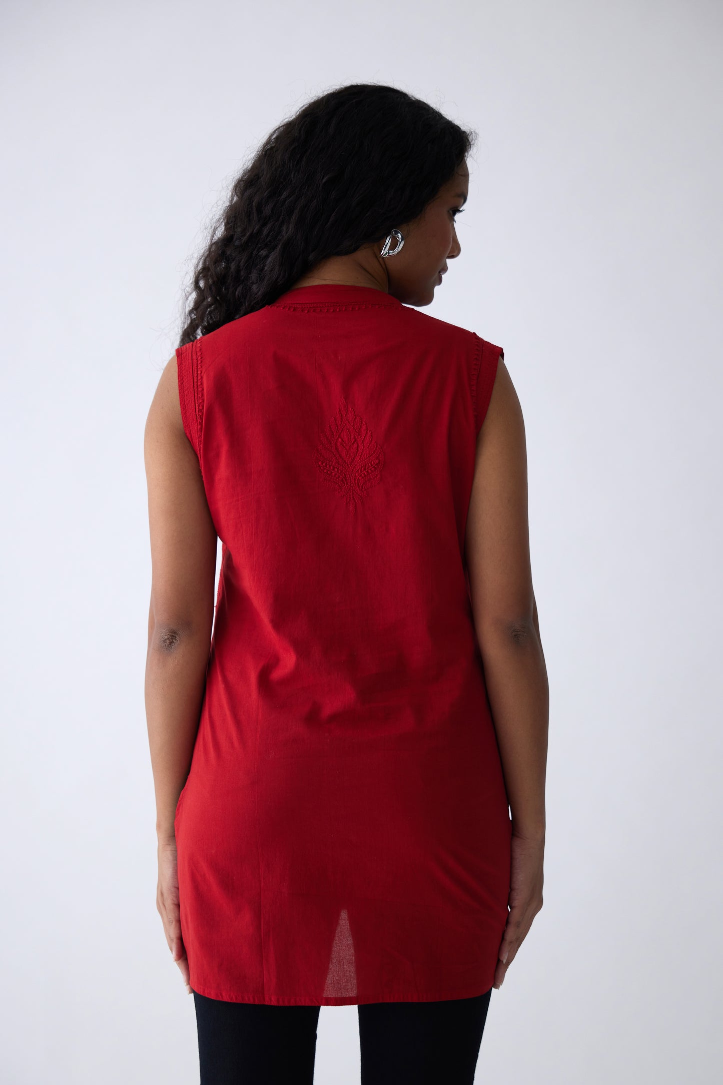 Belle Cotton Sleeveless Top - Red