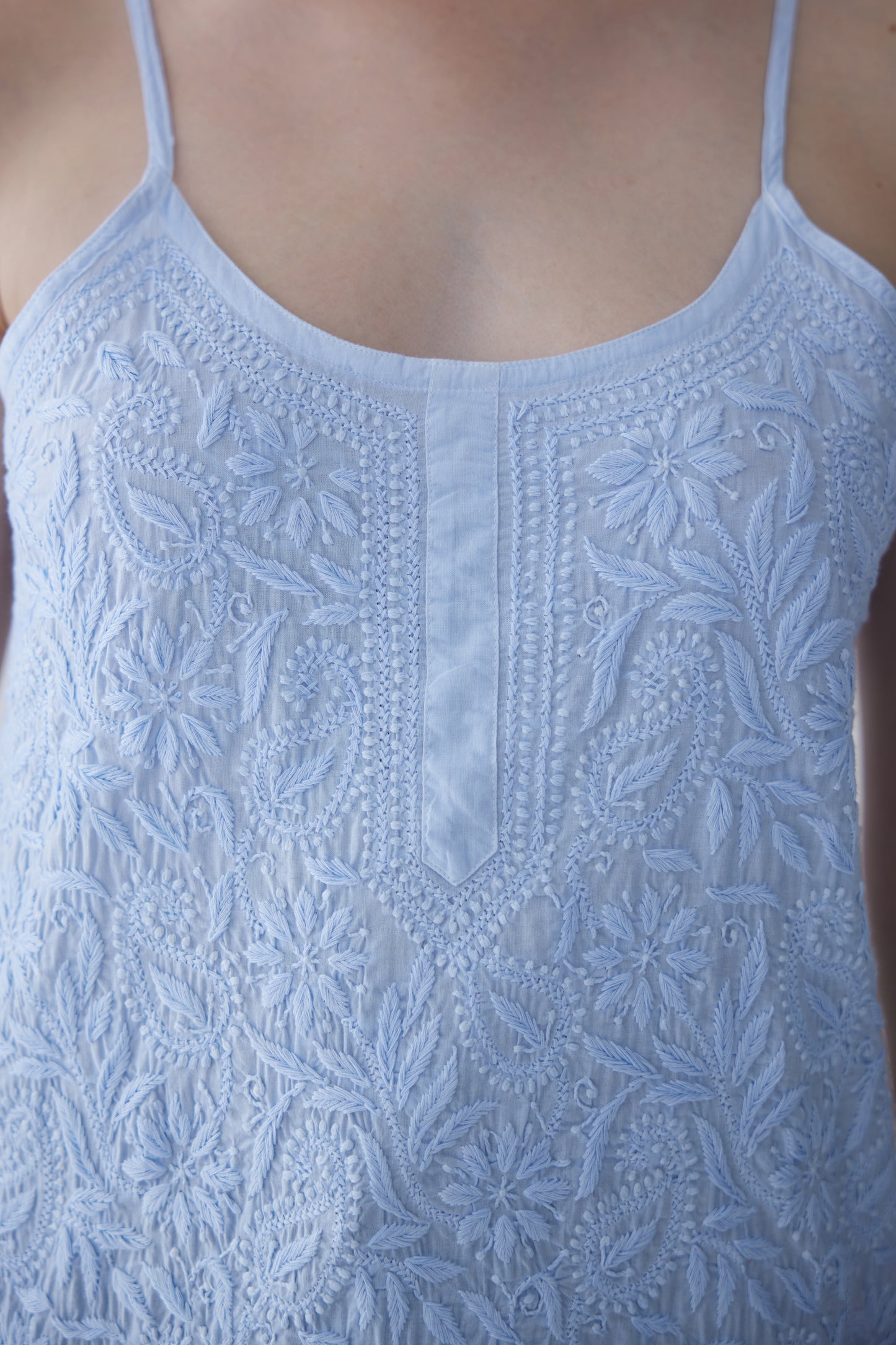Tia Cotton Sleeveless Top - Light Blue