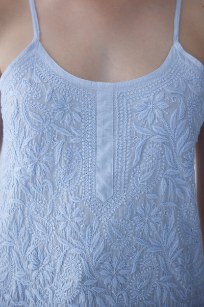 Tia Cotton Sleeveless Top - Light Blue
