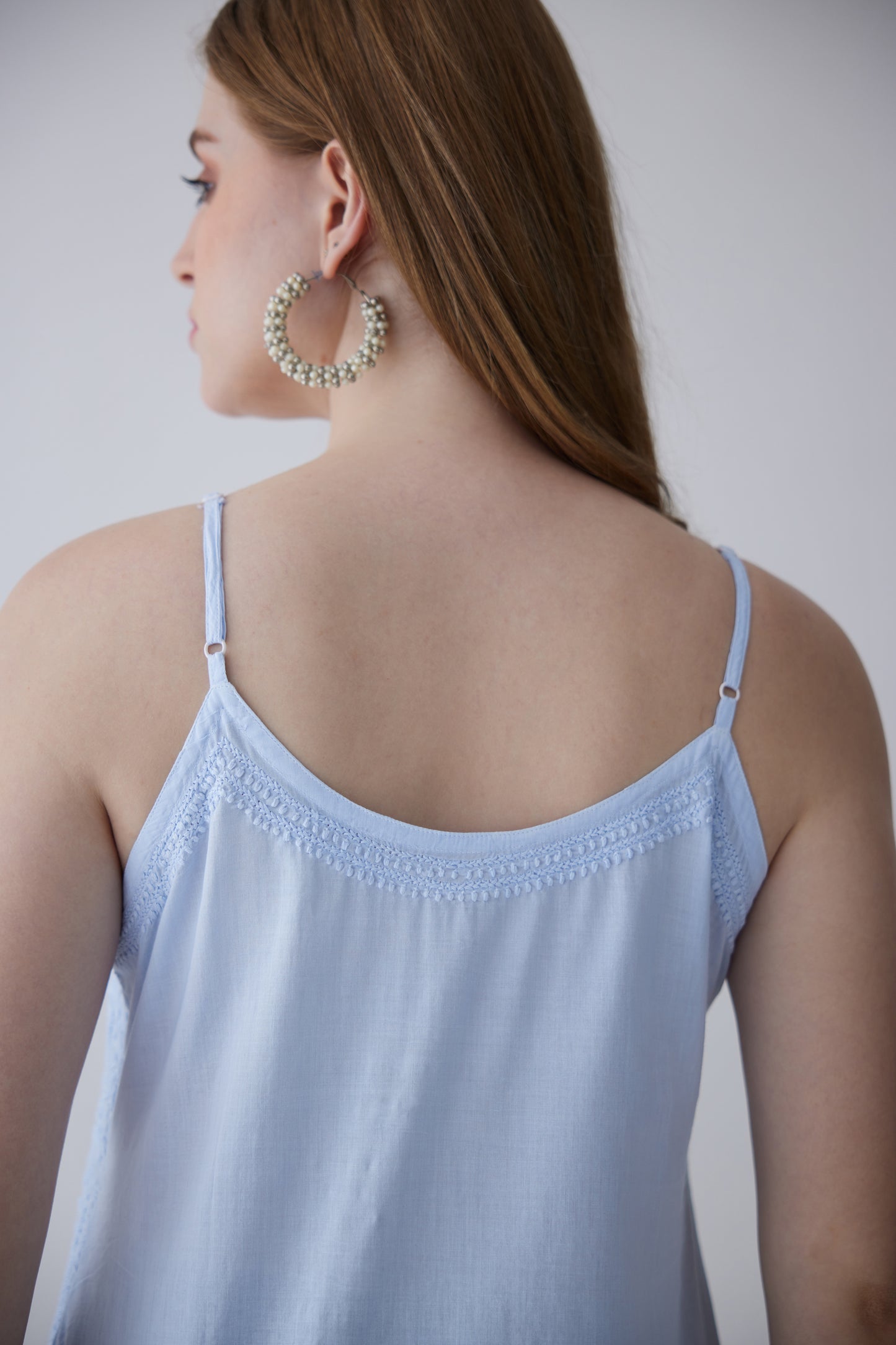 Tia Cotton Sleeveless Top - Light Blue