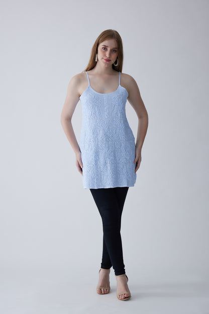 Tia Cotton Sleeveless Top - Light Blue