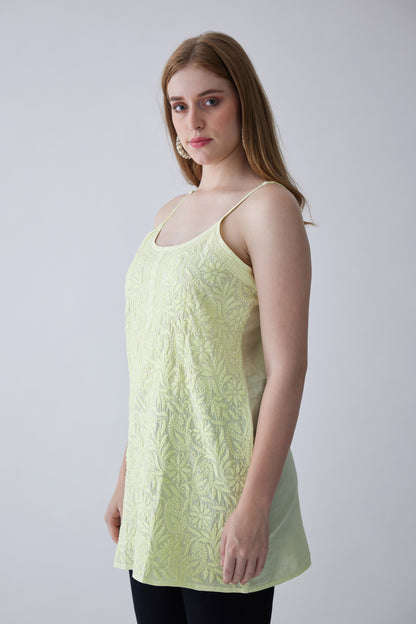 Tia Cotton Sleeveless Top - Light Green