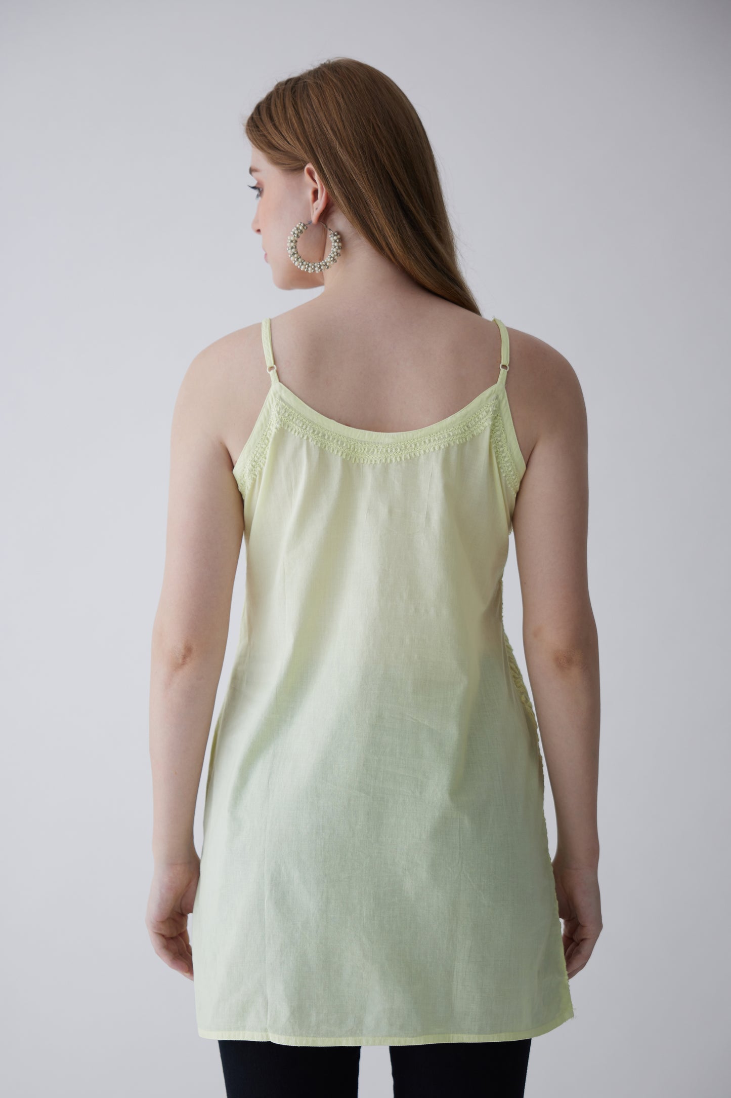 Tia Cotton Sleeveless Top - Light Green