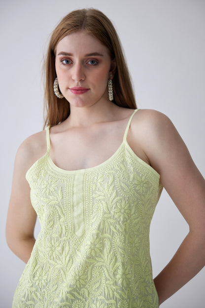 Tia Cotton Sleeveless Top - Light Green