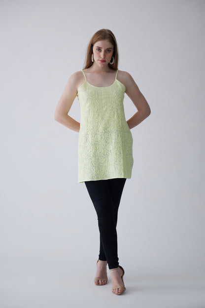 Tia Cotton Sleeveless Top - Light Green