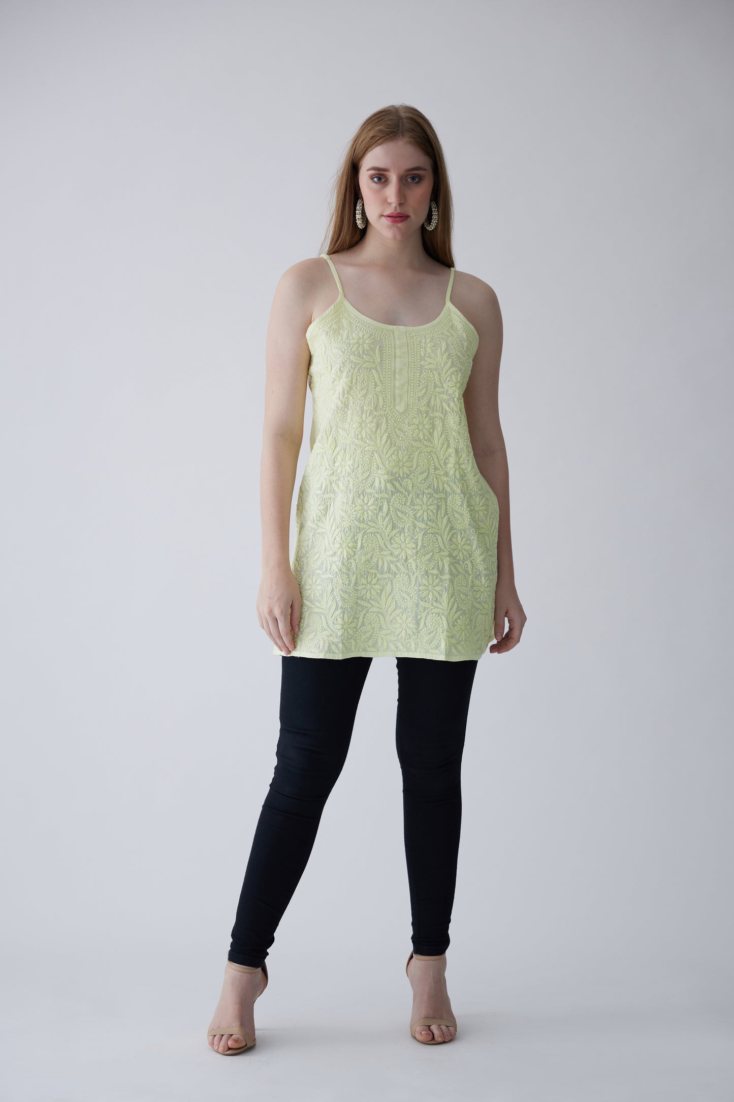 Tia Cotton Sleeveless Top - Light Green