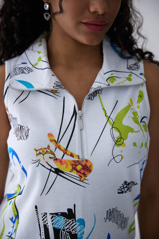 Garfield Cotton Sleeveless Top - White