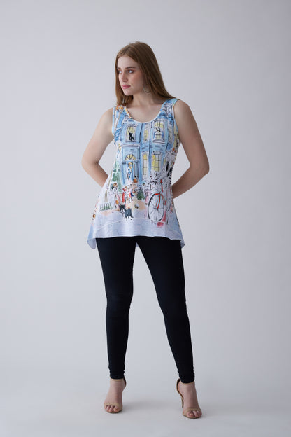 Vue de la Ville Cotton Sleeveless Top - White