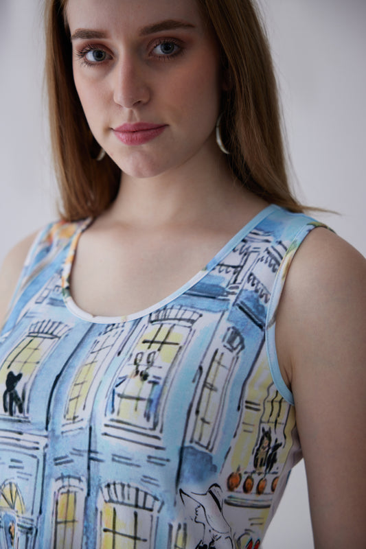 Vue de la Ville Cotton Sleeveless Top - White