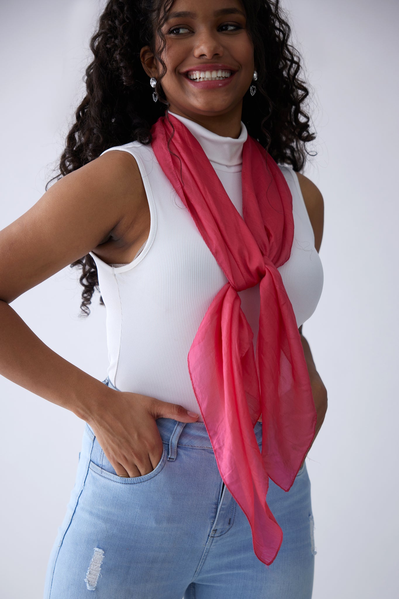 100 silk scarf best sale red