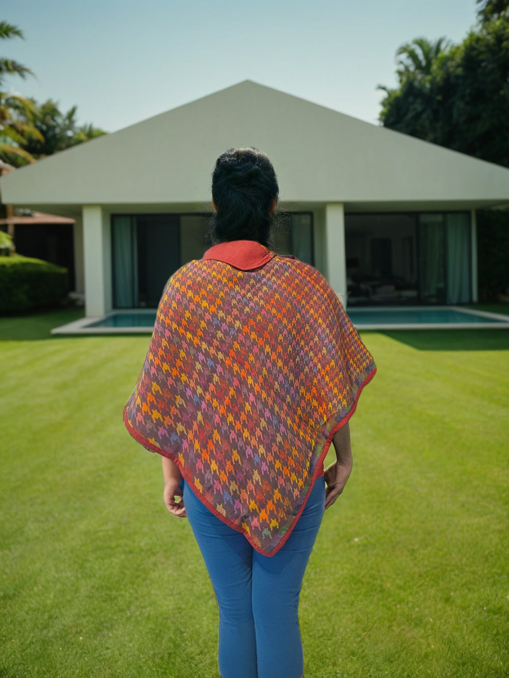 Camellia Wool Blend Poncho