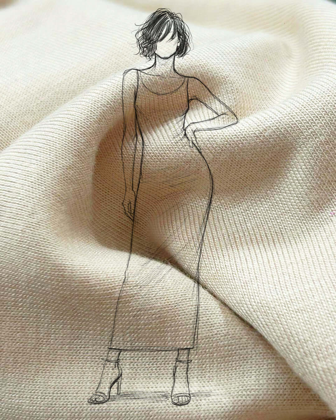 feathernweave boutique design house original ripple sketch and fabric texture for the FnW Sculpt Collection.