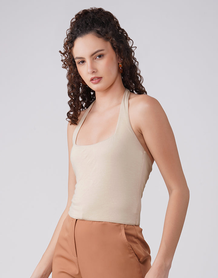Midnight Halter Beige Top