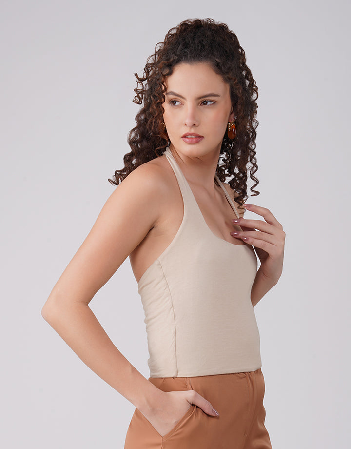 Midnight Halter Beige Top