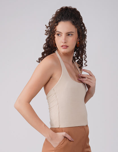 Midnight Halter Beige Top
