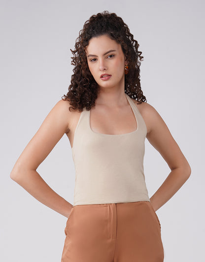 Midnight Halter Beige Top